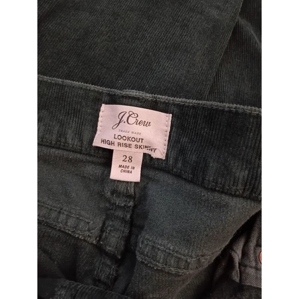 J.Crew Dark Green Corduroy Skinny Pants Preppy Dark Academic Fall Back to School